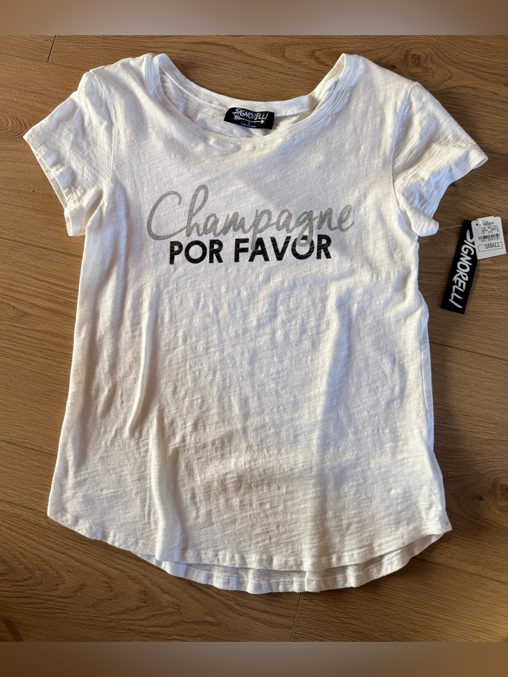 Signorelli "Champagne Por Favor" Graphic Tee - White NWT- S